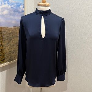 Babaton Midnight Blue Keyhole Blouse from Aritzia